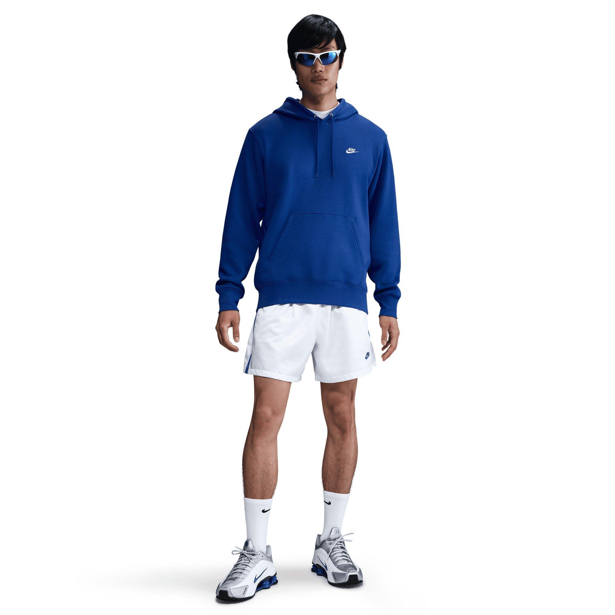 Nike Men's Club Pull-Over Fleece Hoodie-Royal - ROYAL